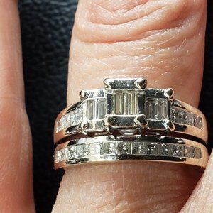 14kt white gold diamond wedding set